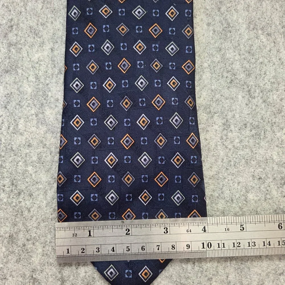 Ermenegildo Zegna Men's Purple and Orange Geometric Pattern Foulard Tie (4